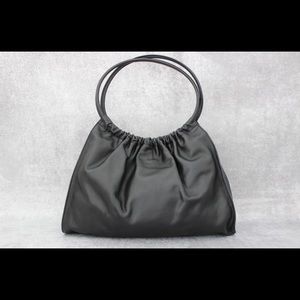 Gucci Black Leather Ruched Shoulder Bag